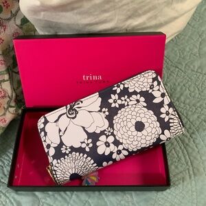 Trina Turk Black and White Floral Wallet